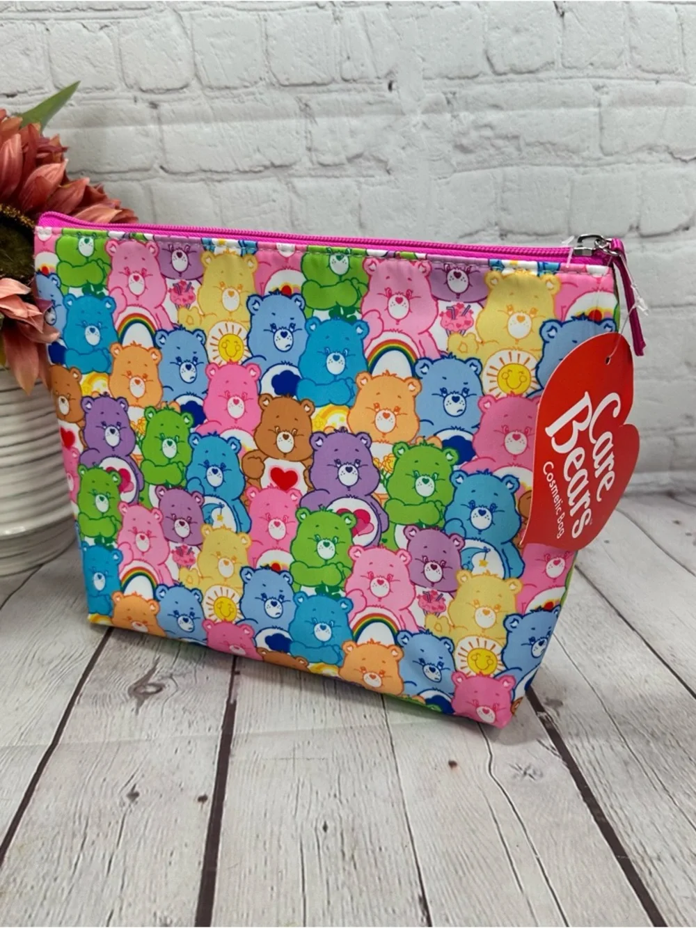 NWT Care Bears Rainbow Multicolor Zipper cosmetic bag retro kidcore makeup